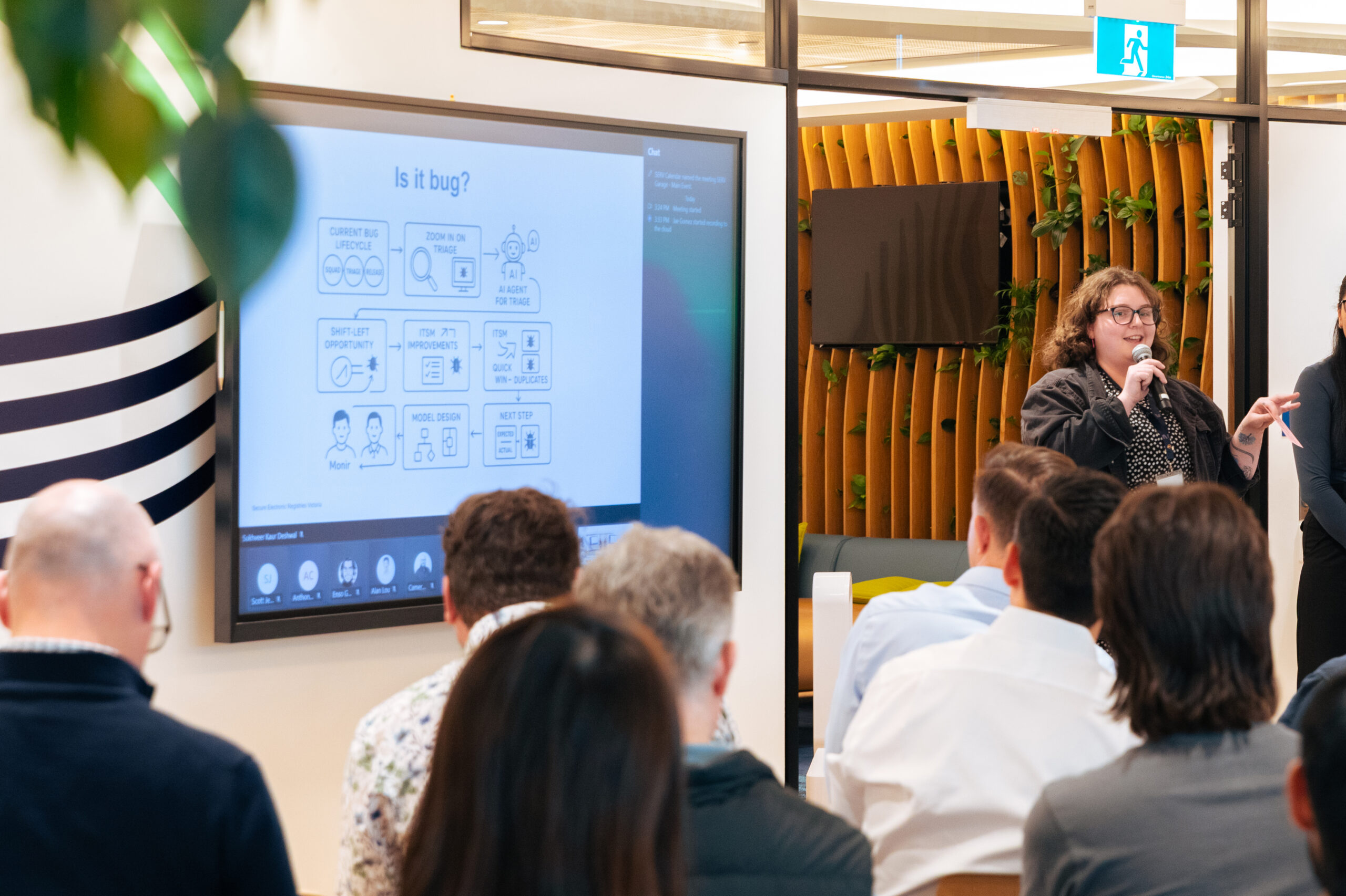 People collaborating in SERV's office